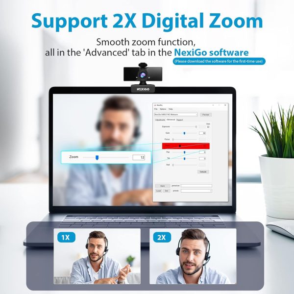 NexiGo N660 1080P Business Webcam, Dual Microphone & Privacy Cover, USB FHD Web Computer Camera, Plug and Play, for Zoom/Skype/Teams/Webex, Laptop MAC PC Desktop - Image 2