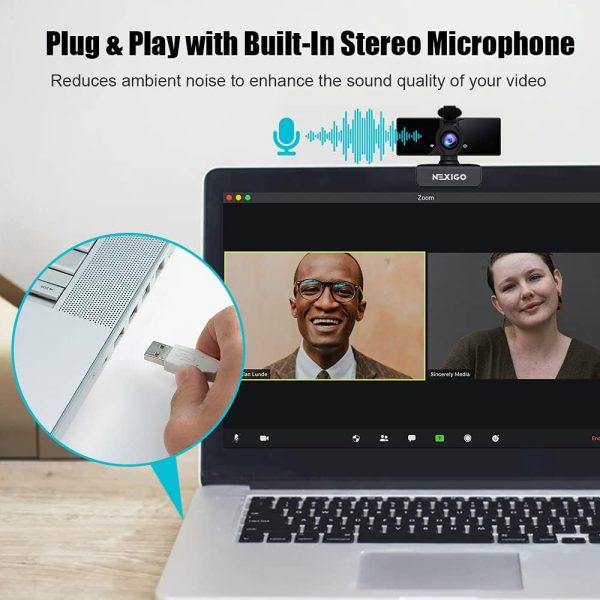 NexiGo N660 1080P Business Webcam, Dual Microphone & Privacy Cover, USB FHD Web Computer Camera, Plug and Play, for Zoom/Skype/Teams/Webex, Laptop MAC PC Desktop - Image 5