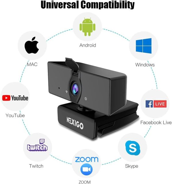 NexiGo N660 1080P Business Webcam, Dual Microphone & Privacy Cover, USB FHD Web Computer Camera, Plug and Play, for Zoom/Skype/Teams/Webex, Laptop MAC PC Desktop - Image 7