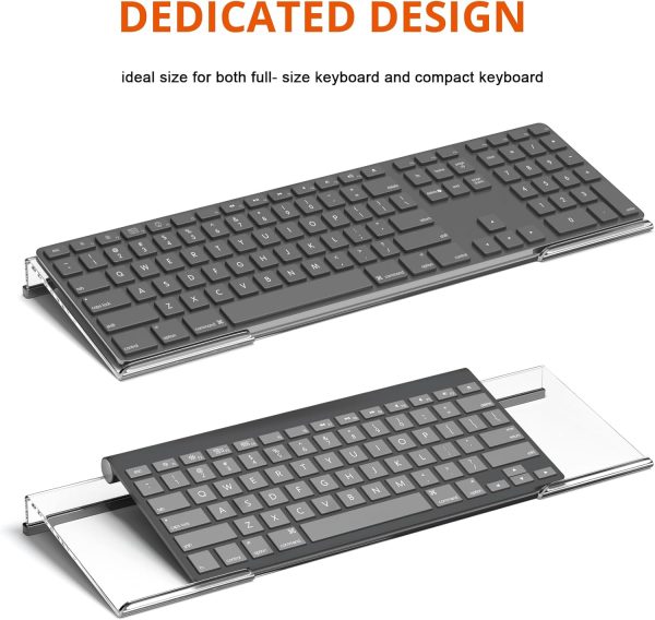 Computer Keyboard Stand Tilt PC Keyboard Stand Riser for Easy Ergonomic Typing, Acrylic Keyboard Tray Holder for Office Desk, Home, School, with Silicone Anti-Slip Case, Clear - Image 2