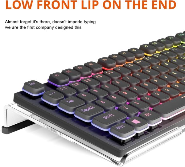 Computer Keyboard Stand Tilt PC Keyboard Stand Riser for Easy Ergonomic Typing, Acrylic Keyboard Tray Holder for Office Desk, Home, School, with Silicone Anti-Slip Case, Clear - Image 5