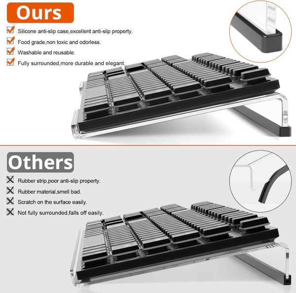 Computer Keyboard Stand Tilt PC Keyboard Stand Riser for Easy Ergonomic Typing, Acrylic Keyboard Tray Holder for Office Desk, Home, School, with Silicone Anti-Slip Case, Clear - Image 6
