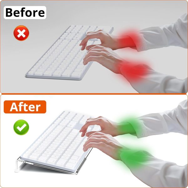 Computer Keyboard Stand Tilt PC Keyboard Stand Riser for Easy Ergonomic Typing, Acrylic Keyboard Tray Holder for Office Desk, Home, School, with Silicone Anti-Slip Case, Clear - Image 7