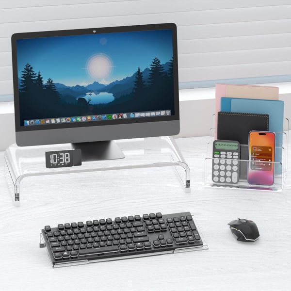 Computer Keyboard Stand Tilt PC Keyboard Stand Riser for Easy Ergonomic Typing, Acrylic Keyboard Tray Holder for Office Desk, Home, School, with Silicone Anti-Slip Case, Clear - Image 9