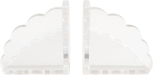 Scalloped Acrylic Bookends – Stylish & Durable Book Holders for Shelves & Decor with Non-Slip Pads (Clear)
