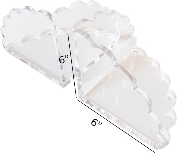 Scalloped Acrylic Bookends – Stylish & Durable Book Holders for Shelves & Decor with Non-Slip Pads (Clear) - Image 3