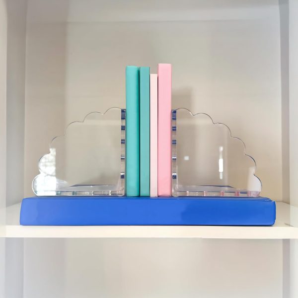 Scalloped Acrylic Bookends – Stylish & Durable Book Holders for Shelves & Decor with Non-Slip Pads (Clear) - Image 4