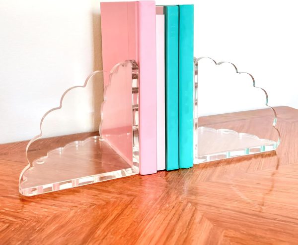 Scalloped Acrylic Bookends – Stylish & Durable Book Holders for Shelves & Decor with Non-Slip Pads (Clear) - Image 6