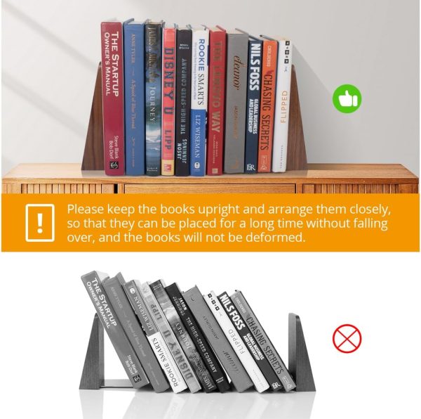 Walnut Book Ends Heavy Duty Handmade Book Ends for Shelves Decorative Bookends to Hold Heavy Books (Black Walnut Wood Large) - Image 3